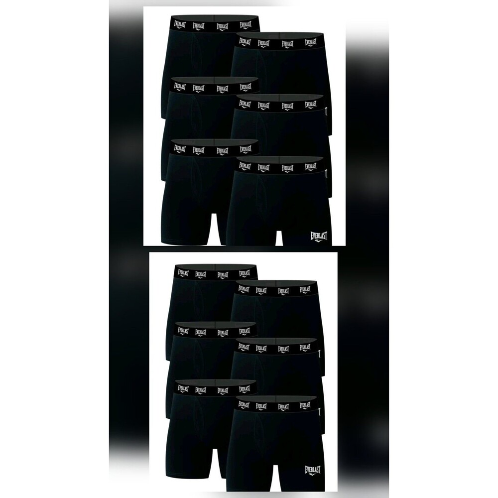 12 pairs NWT Everlast Men's Boxer Briefs Essential Stretch Sz XXL Black